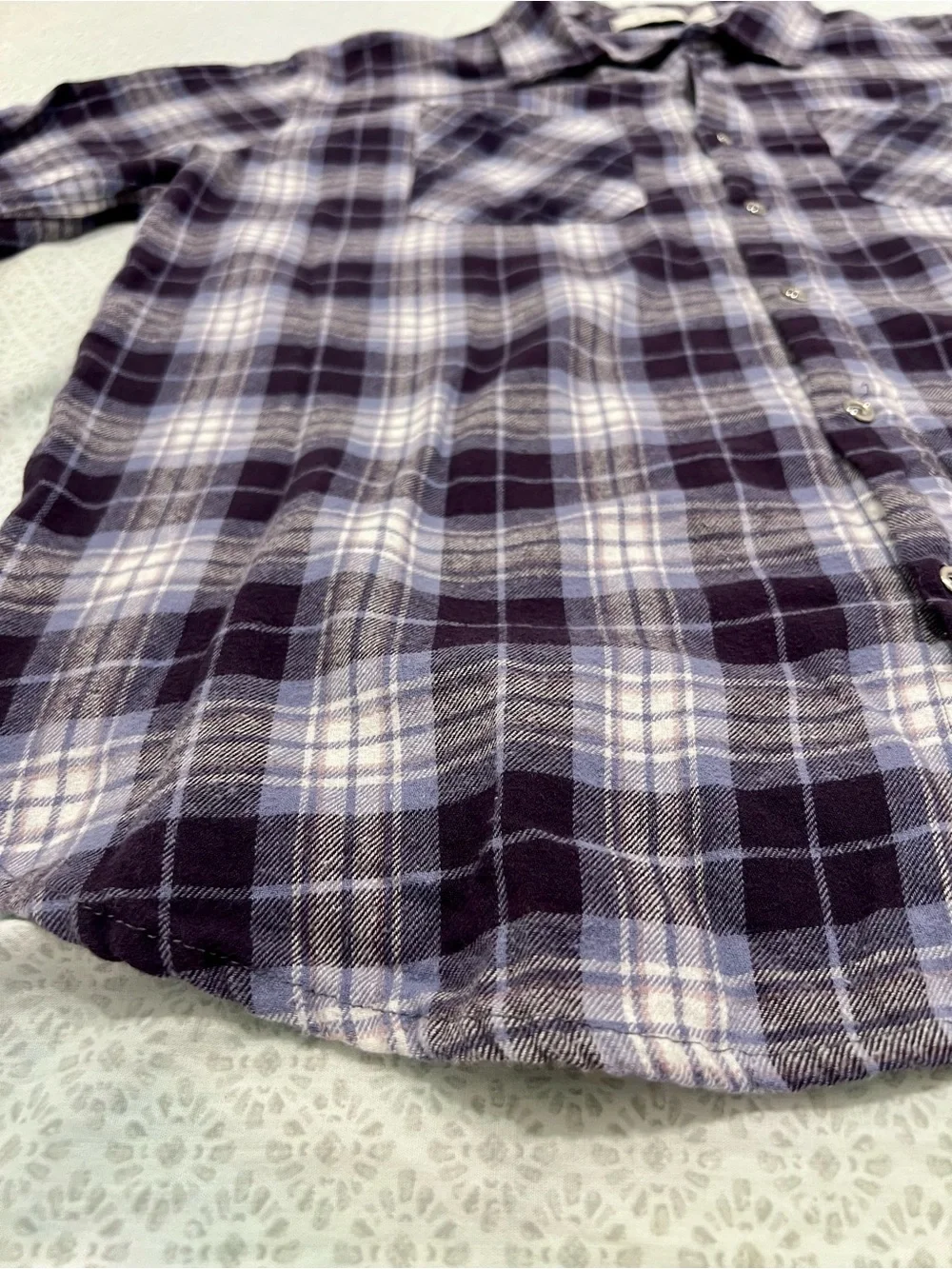 MNML flannel shirt — blue/black/white plaid, size L, 100% cotton Chrome Buttons